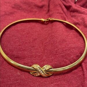 SOLD Vintage Elegant Gold Necklace with Crystal Accents